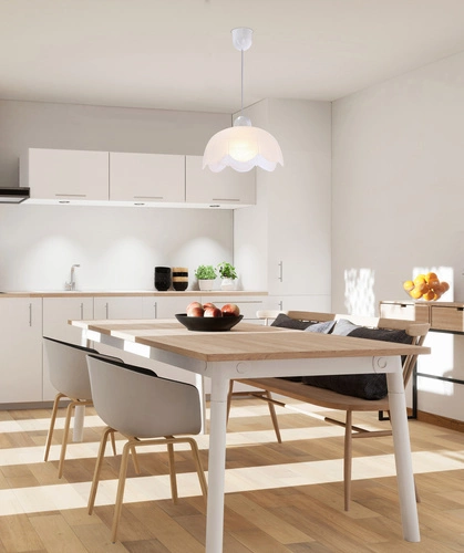 Lampa wisząca Bratek biała szklana nowoczesna do salonu i sypialni łatwe czyszczenie