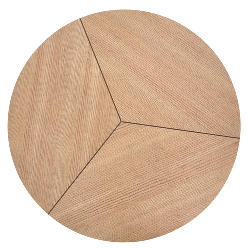 Stolik kawowy Annaba okrągły 80 cm nowoczesny loftowy dębowy z metalową podstawą do salonu