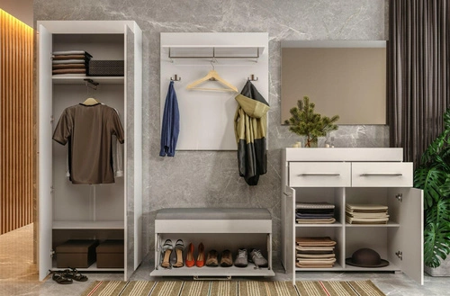 Komoda Amanda biała połysk nowoczesna z szufladami do przedpokoju 90 cm Intesi