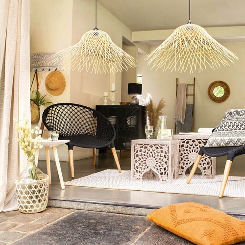 Lampa wisząca bambusowa Moxa Atmosphera boho do salonu i jadalni, regulowana 76 cm