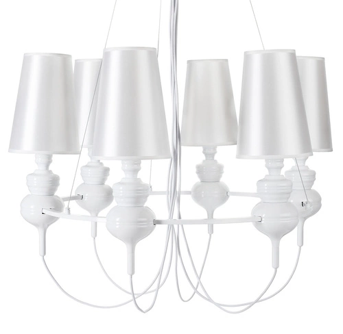 Lampa wisząca QUEEN-6 biała glamour do salonu i jadalni regulowana 82 cm Step into Design