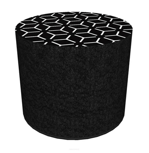 Pufa nowoczesna Anigma okrągła czarno-biała do salonu i sypialni zdejmowany pokrowiec