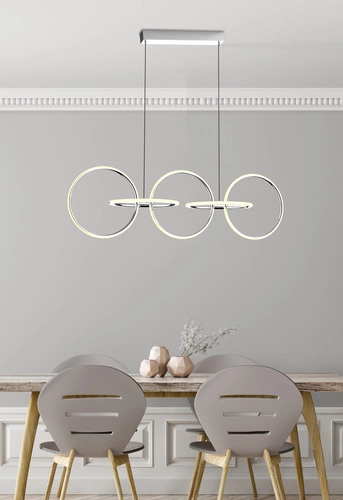 Lampa wisząca LED Kos chromowa 114 cm regulowana do salonu kuchni jadalni nad stół