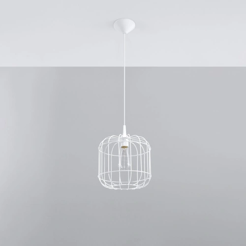 Lampa wisząca CELTA biała nowoczesna metalowa pojedyncza do salonu i kuchni