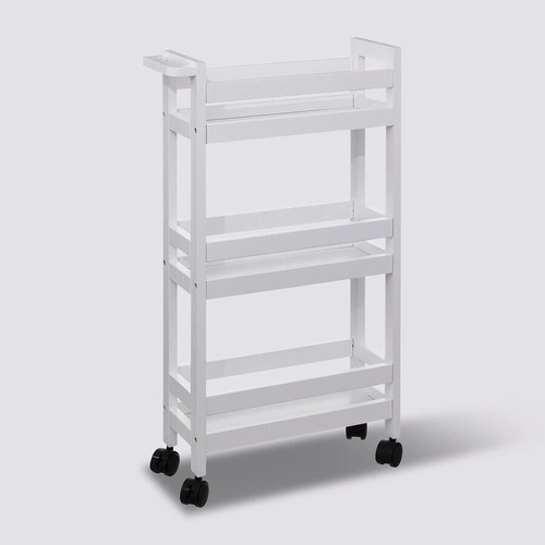5five simply smart biały wózek kuchenny na kółkach z 3 półkami do łazienki lub biura 75 cm