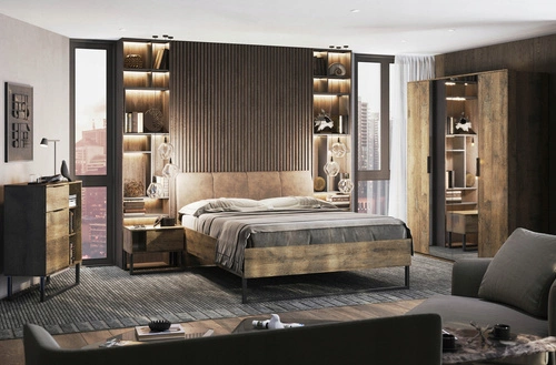 Szafa Anciano 4 drzwi z lustrem brązowa