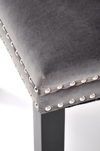 Krzesło Iridionne Velvet szare tapicerowane welurowe do jadalni i salonu na drewnianych nogach