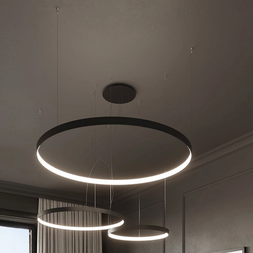 Nowoczesny żyrandol LED RIO 55 czarny do salonu industrialny okrągły metalowy 3000K