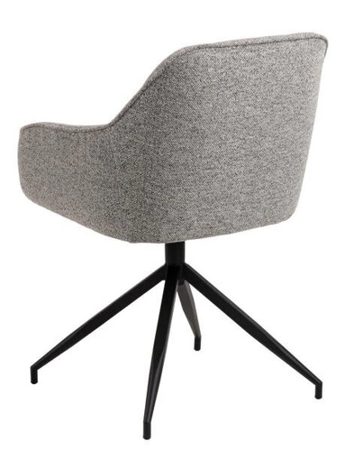 Krzesło tapicerowane Brooke obrotowe szare do jadalni i salonu nowoczesne z podłokietnikami