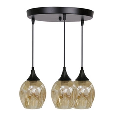 Lampa wisząca Aspa czarny talerz 3x40W  E27 klosz brązowy