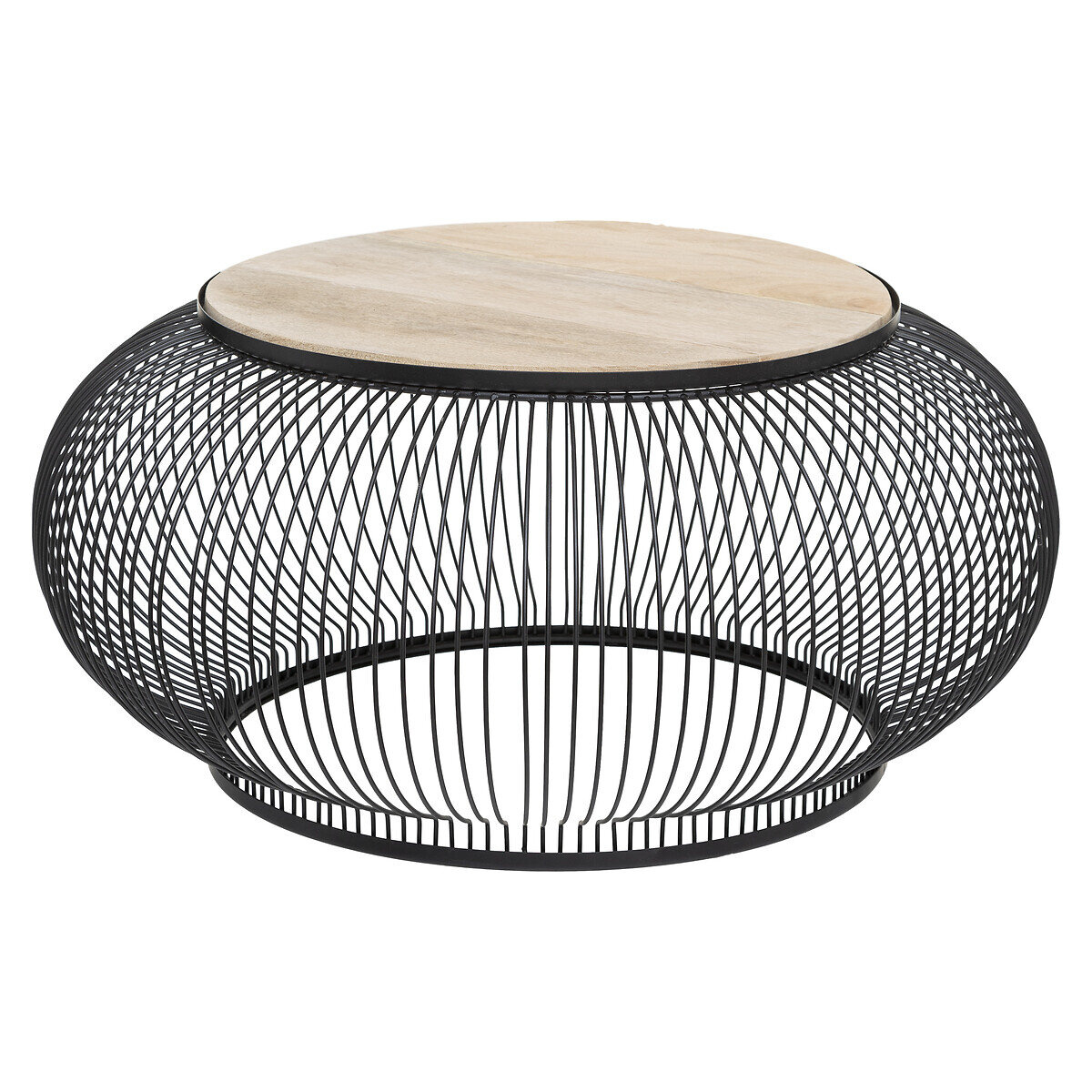 Zestaw 2 okrągłych stolików kawowych Esther do salonu loft drewniany mango czarny Atmosphera