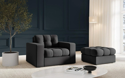 Pufa kwadratowa pikowana Justin szara tapicerowana do salonu nowoczesna i elegancka 60x60 cm