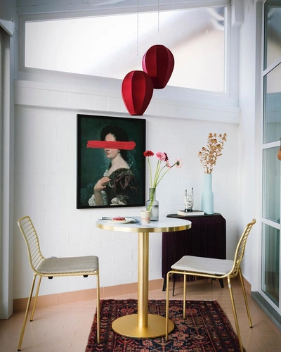 Krzesło metalowe Summer SCAB Design złote z poduszką nowoczesne do ogrodu i tarasu