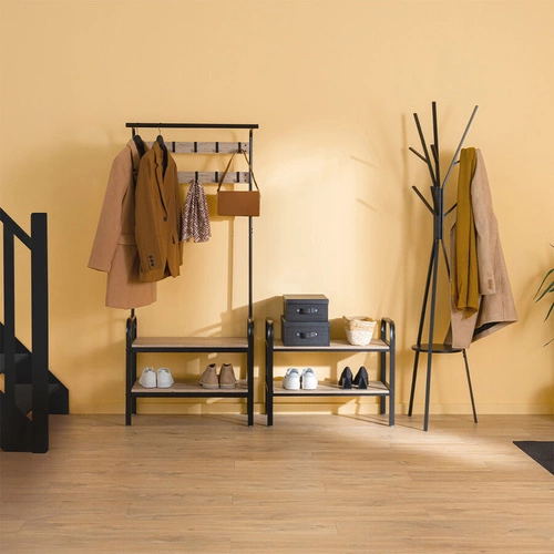 Industrialna półka na buty Jano 5five simply smart czarna i naturalna do przedpokoju 71 cm