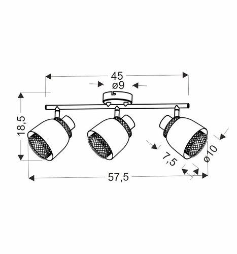 Lampa sufitowa Aleksandria czarna metalowa regulowana 3-punktowa do salonu i sypialni