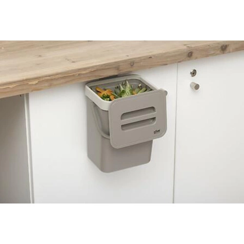 Kosz na bioodpady do kuchni 5L beżowy plastikowy z haczykami 5five simply smart