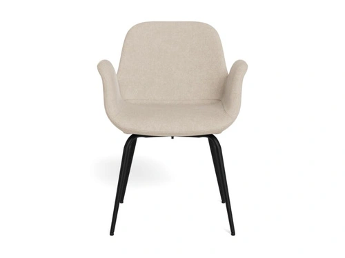 Krzesło Beth beżowe tapicerowane z podłokietnikami do jadalni salonu