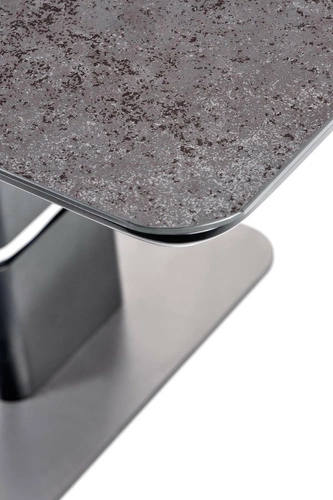 Stół rozkładany do jadalni Martini nowoczesny szklany szary blat czarna noga 160–200 cm