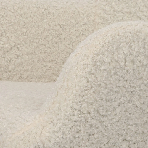 Fotel uszak Glasgow biały do salonu nowoczesny tapicerowany boucle z podłokietnikami Intesi