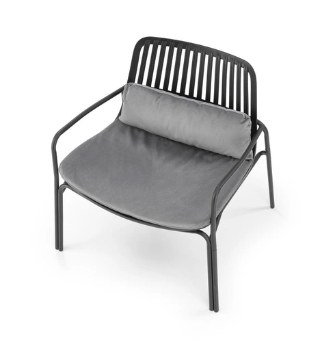 Fotel wypoczynkowy Mella Intesi nowoczesny do salonu i na taras szary z podłokietnikami