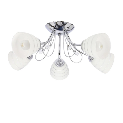 Lampa wisząca Simpli 5*40W E27  chrom z kryształkiem+klosz z paskiem