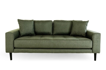 Sofa trzyosobowa Lido Intesi zielona skandynawska do salonu na czarnych drewnianych nogach