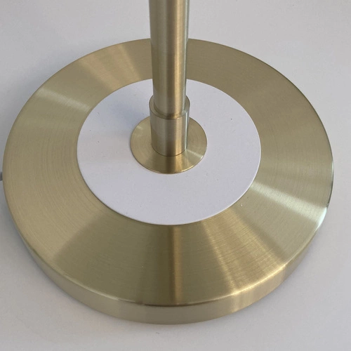 Lampa stołowa ARTDECO biała i złota glamour do salonu i sypialni z kloszem ze szkła 47 cm