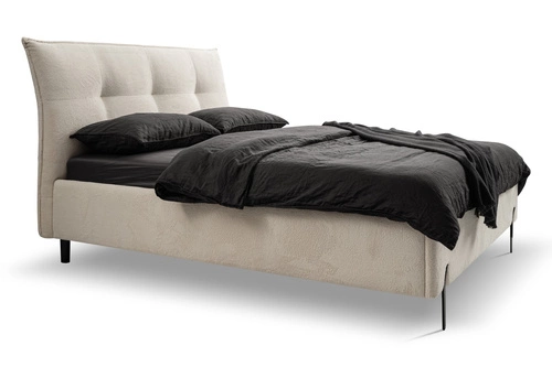 Łóżko tapicerowane Biscuit 180x200 beżowe z pojemnikiem skandynawskie do sypialni