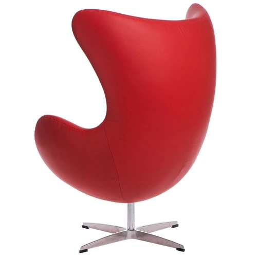 Fotel uszak Jajo Egg D2.DESIGN czerwony skórzany obrotowy z funkcją kołyski do salonu