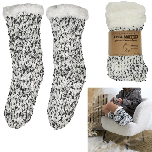 Intesi skarpetki sherpa nowoczesne ciepłe miękkie do domu uniwersalne białe lub czarne