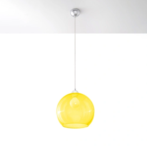 Lampa wisząca kula BALL żółta nowoczesna do salonu, kuchni, jadalni lub nad wyspę