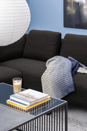 Stolik kawowy Strington 80x80 czarny szklany loftowy do salonu