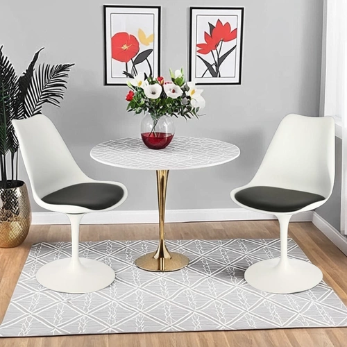 Krzesło Tulip Basic inspirowane Tulip Chair do salonu białe obrotowe z poduszką D2.DESIGN