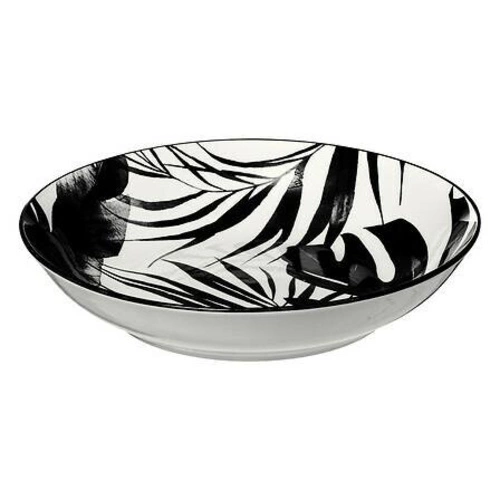 Porcelanowa zastawa stołowa Palme 18-elementowa biało-czarna do jadalni do zmywarki