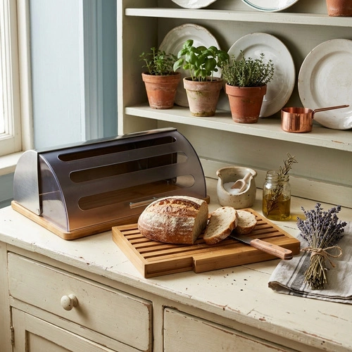 5five simply smart bambusowa deska do krojenia chleba z nożem naturalna 44x27 cm