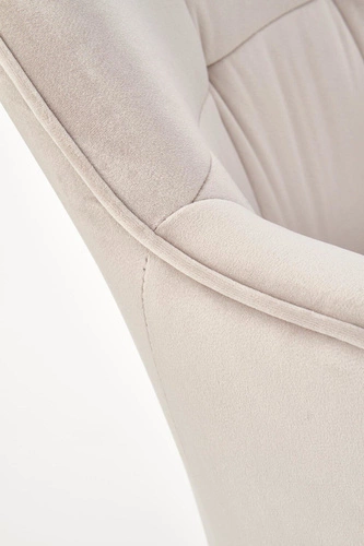 Krzesło tapicerowane welurowe Yorkshire beżowe z podłokietnikami na płozach do jadalni Intesi