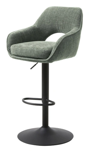 Hoker Cowley zielony regulowany z oparciem do kuchni na czarnej nodze