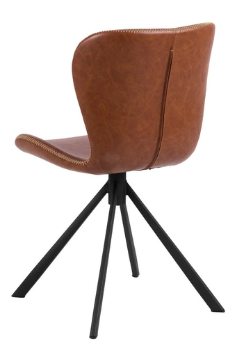 Krzesło do jadalni Batilda Actona tapicerowane ekoskóra retro loftowe brązowe z podnóżkiem
