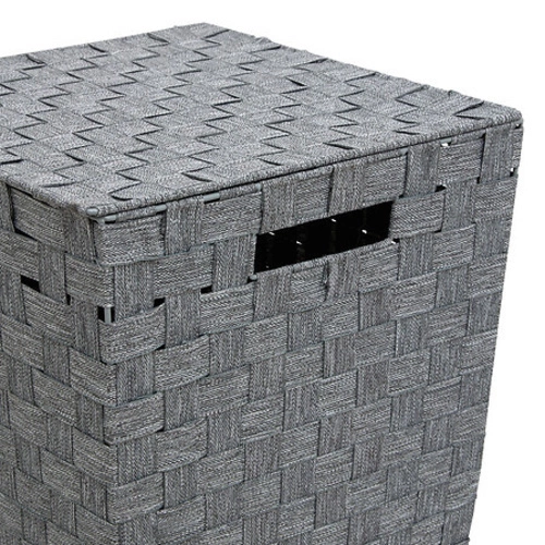 Kosz na pranie do łazienki Lise szary nowoczesny z pokrywą i uchwytami 5five simply smart