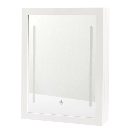 Szafka łazienkowa wisząca z lustrem LED Intesi biała nowoczesna 30 cm płytka