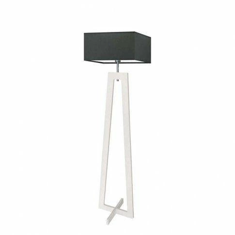 Lampa podłogowa JAWA abażur grafitowy stelaż biały