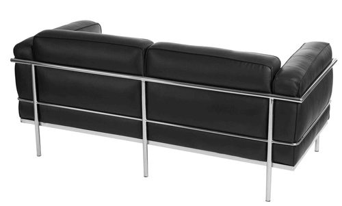 Sofa dwuosobowa Soft GC nowoczesna czarna skóra naturalna z podłokietnikami do salonu D2.DESIGN