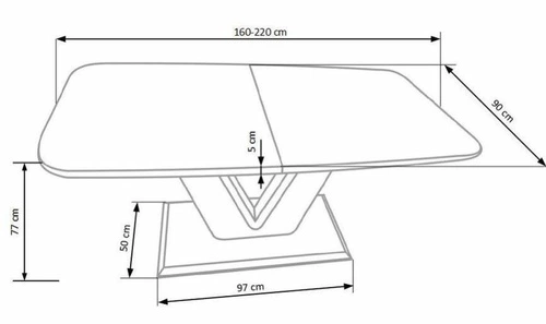 Stół rozkładany do jadalni Venom biały połysk nowoczesny glamour 160-220x90 cm Intesi