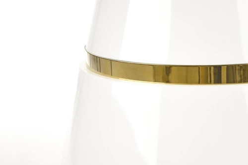 Stół okrągły do jadalni Marlen biały złoty 120 cm nowoczesny glamour na jednej nodze Intesi