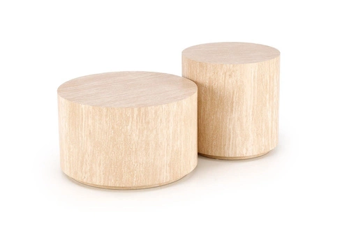 Stolik kawowy Travertino okrągły 60 cm nowoczesny drewniany do salonu beżowy Intesi