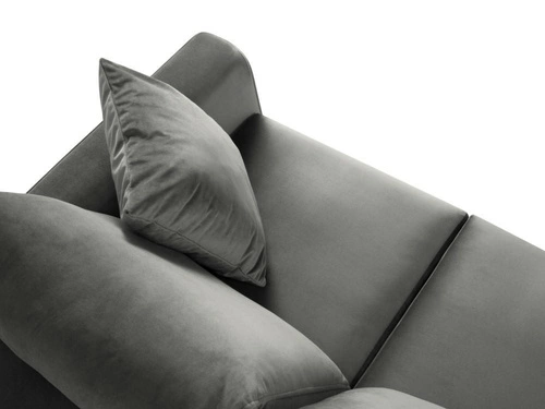Narożnik z funkcją spania Cartadera Light Grey Velvet Lewostronna kolor nóg czarny