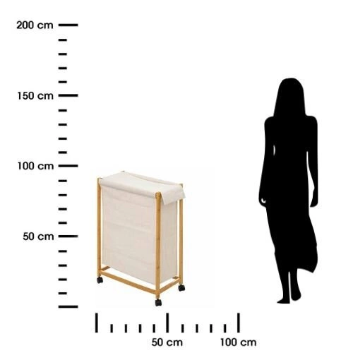 5five simply smart wąski bambusowy kosz na pranie na kółkach do łazienki boho 28 cm