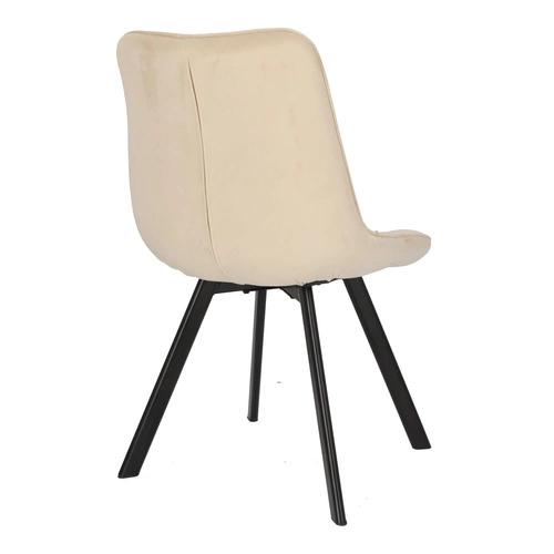 Krzesło tapicerowane welurowe Moly Intesi beżowe z czarnymi nogami do jadalni i salonu