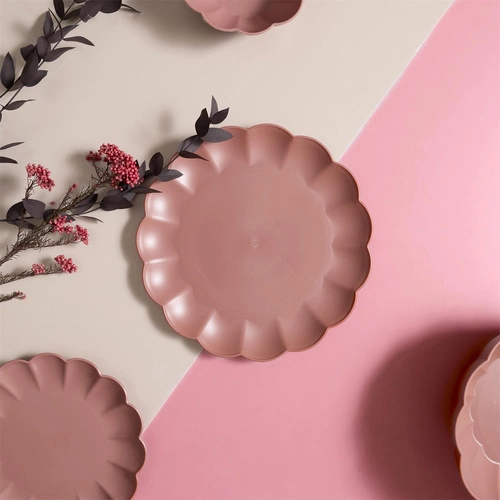 Talerz obiadowy Iris Intesi 25,5 cm różowy okrągły z tworzywa do jadalni zmywarka