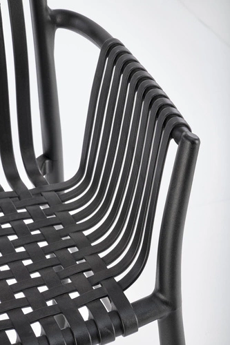 Krzesło ogrodowe Nathan czarne Intesi z tworzywa sztucznego, nowoczesne, łatwe czyszczenie, sztaplowane